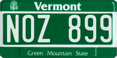VT license plate NOZ899