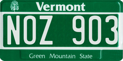 VT license plate NOZ903