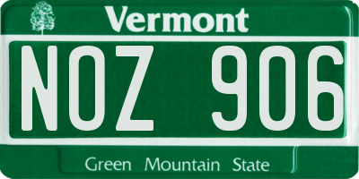 VT license plate NOZ906
