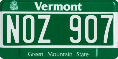 VT license plate NOZ907