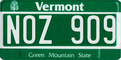 VT license plate NOZ909