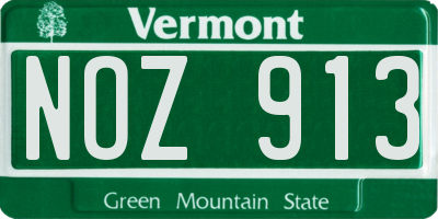 VT license plate NOZ913