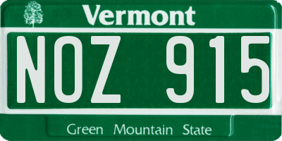 VT license plate NOZ915