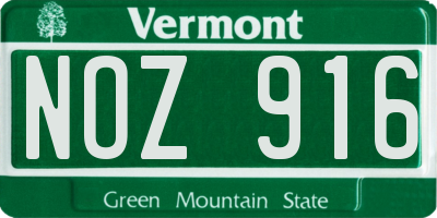 VT license plate NOZ916