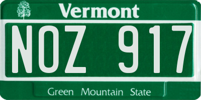 VT license plate NOZ917