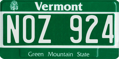 VT license plate NOZ924