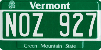 VT license plate NOZ927