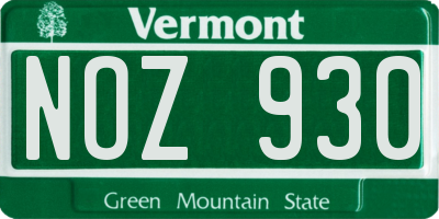 VT license plate NOZ930