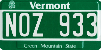 VT license plate NOZ933