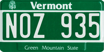 VT license plate NOZ935