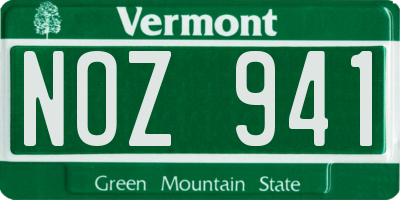 VT license plate NOZ941