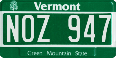 VT license plate NOZ947
