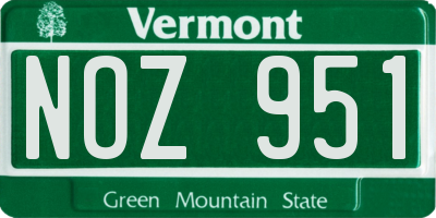 VT license plate NOZ951