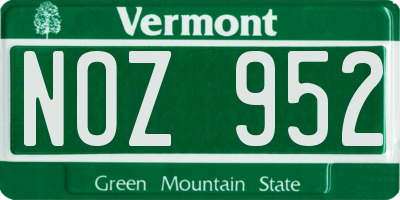 VT license plate NOZ952