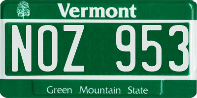 VT license plate NOZ953