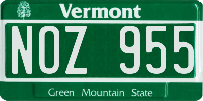 VT license plate NOZ955