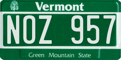 VT license plate NOZ957