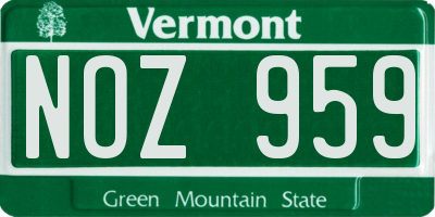 VT license plate NOZ959