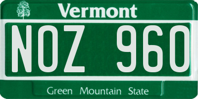 VT license plate NOZ960