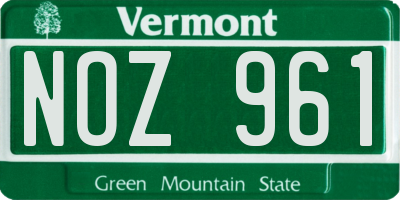 VT license plate NOZ961