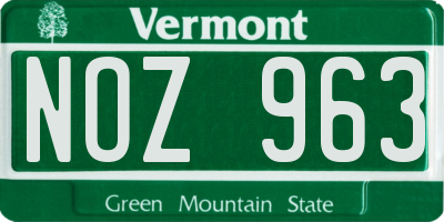 VT license plate NOZ963