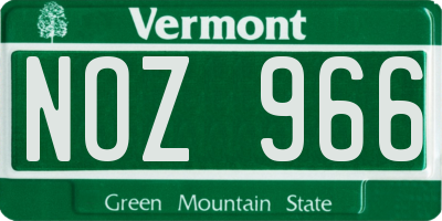 VT license plate NOZ966