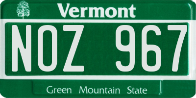 VT license plate NOZ967