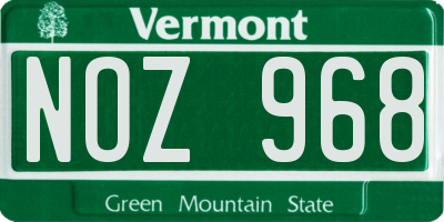 VT license plate NOZ968