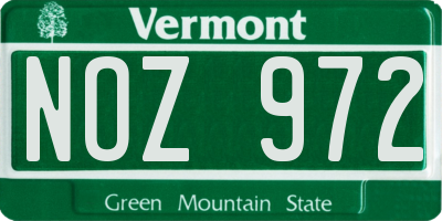 VT license plate NOZ972