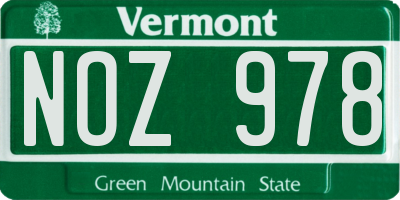 VT license plate NOZ978