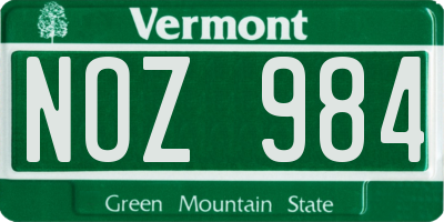 VT license plate NOZ984