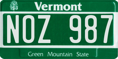 VT license plate NOZ987