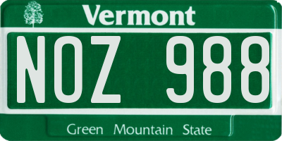 VT license plate NOZ988