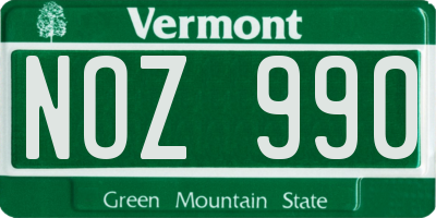 VT license plate NOZ990