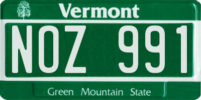 VT license plate NOZ991