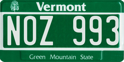 VT license plate NOZ993
