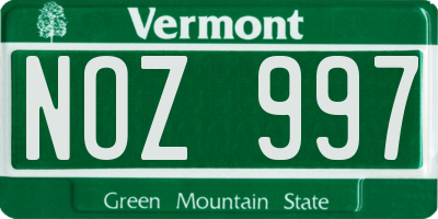 VT license plate NOZ997