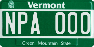 VT license plate NPA000