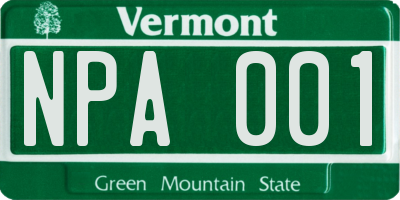 VT license plate NPA001