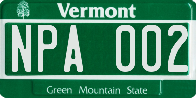 VT license plate NPA002