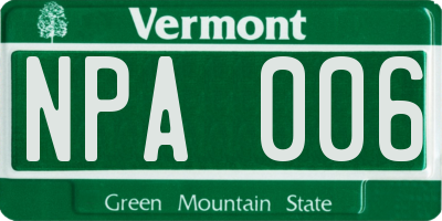 VT license plate NPA006
