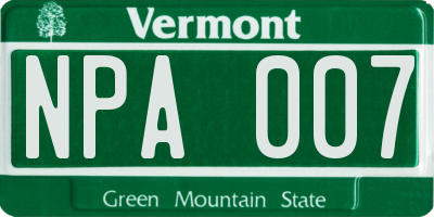 VT license plate NPA007