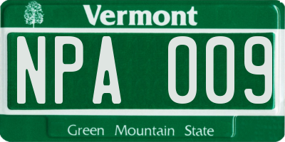 VT license plate NPA009
