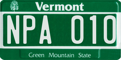 VT license plate NPA010