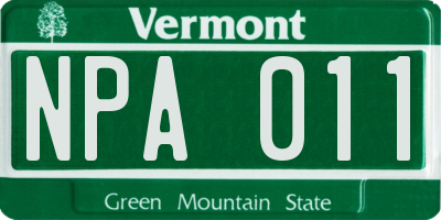 VT license plate NPA011