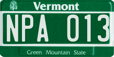 VT license plate NPA013