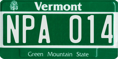VT license plate NPA014