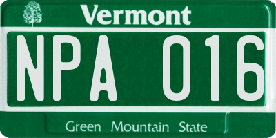 VT license plate NPA016