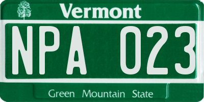 VT license plate NPA023