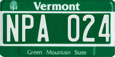 VT license plate NPA024
